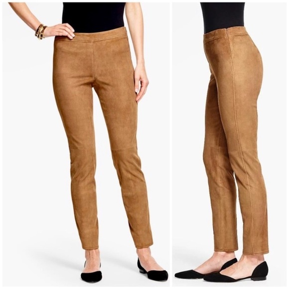 TALBOTS Faux Suede Academia Leggings in Camel tan Brown Size 8 Petite - Picture 10 of 10